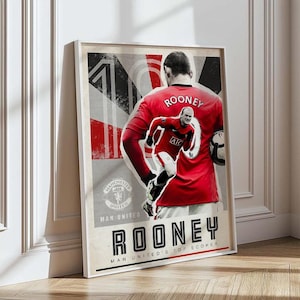 Wayne Rooney Manchester United Retro football poster prints | Premier League English Icon | Digital download wall art | suitable for A3 & A4