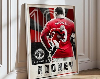 Wayne Rooney Manchester United Poster | Retro Football Art