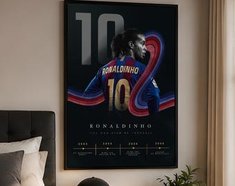 Ronaldinho Football Poster | 2000s Football Wall Art | Number 10 Digital Download