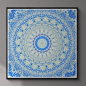 Impresión de arte de mandala colorido, decoración de pared para el hogar, póster espiritual, decoración floral, póster de papel cuadrado, patrón de flores, decoración artística