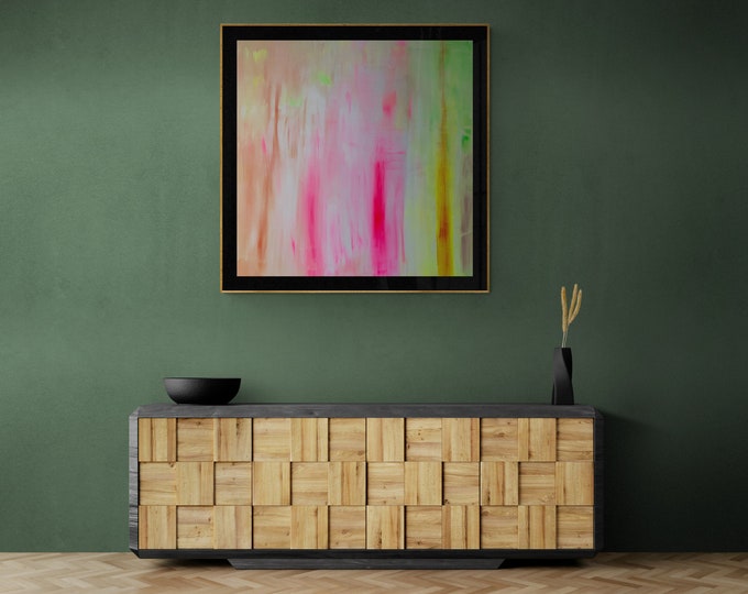 Pastel Contemporary Artwork Stretched Wall Decor Bright Accents Wall Art Modern Decor Painting Original Canvas Large Cuadros Happy Vibes Art