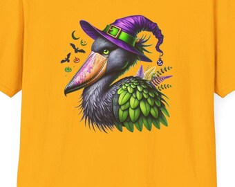 Shoebill Stork Witch Halloween Tee: Spooky Bird Lover Gift