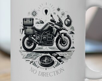 No Direction - Personalized Motorcycle Adventure 15oz Ceramic Coffee Mug