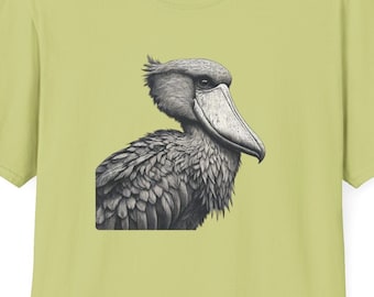 Shoebill Stork Etching - Detailed Artwork T-Shirt Birds of Tik Tok