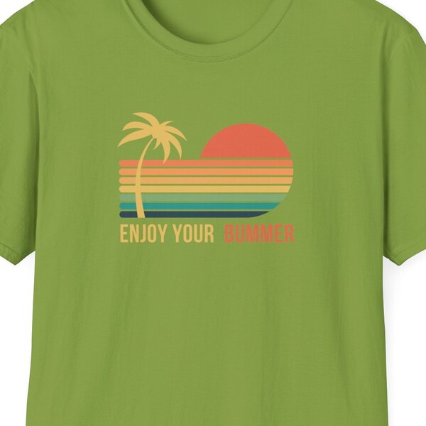 Enjoy Your Bummer Rainbow Sun & Yellow Palm Tree T-Shirt, Summer Lover, Bummer Lover, Sun Lover, Summer Lover Gift, Rainbow Lover