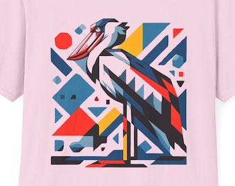 Shoebill Stork T-Shirt: Constructivist Art Inspired Bird Tee