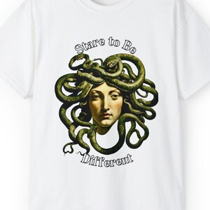 Medusa Short Sleeve Crew Neck Tee, Snake Shirt, Snake Face, Goddess Medusa Shirt,Greek Mythology Shirt, Snakes Head,Gift For Her