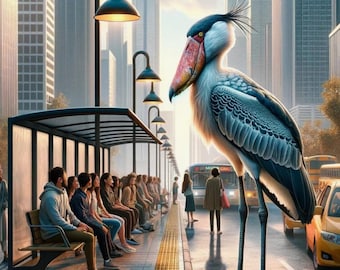 Schuhschnabel Storch Kunstdruck Poster: Mystische Metropole