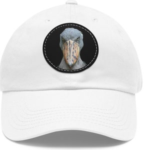 Shoebill Stork Leather Patch Baseball Cap - Unique Wildlife-Themed Hat, Prehistoric Bird, Bird Lovers, Various Colors