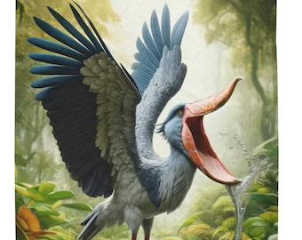Shoebill Stork Velveteen Plush Blanket: Wildlife Lover Gift