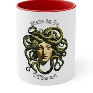 Medusa Mug, 11oz, Greek Mythology, Snakes, Stare to be Different, Goddess Medusa Mug, Coffee Mug, Gifts for her, Snake Lady Mug