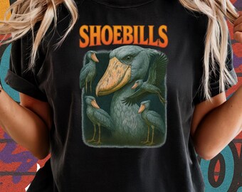Shoebill Stork Retro Tee: 90s Hip Hop Graphic Comfort Colors Shirt