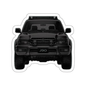 Toyota Prado Land Cruiser 4WD J90 LX Offroad, Car Decals, Front View, Laptop Decals, JDM Truck Kiss-Cut Stickers, 4x4, AWD, retro toyota