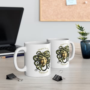 Medusa Stare to be Different Coffee Mug, Greek Mythology, Greece History Gift, Ceramic Mug, 11oz, Snakes, Goddess Medusa Mug, Gifts for her