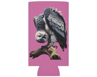 Harpy Eagle Can Koozie - Raffreddatore per lattine con design a forma di pesce persico capovolto, Amante dell'Aquila Arpia, Amanti degli uccelli, Uccelli di TikTok, Rosa chiaro