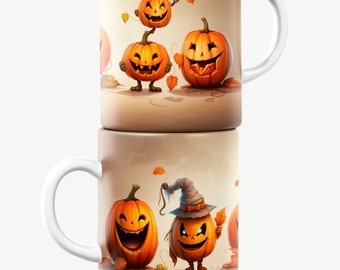 Demented Jack-O-Lantern Mug: 11oz Halloween Coffee Cup