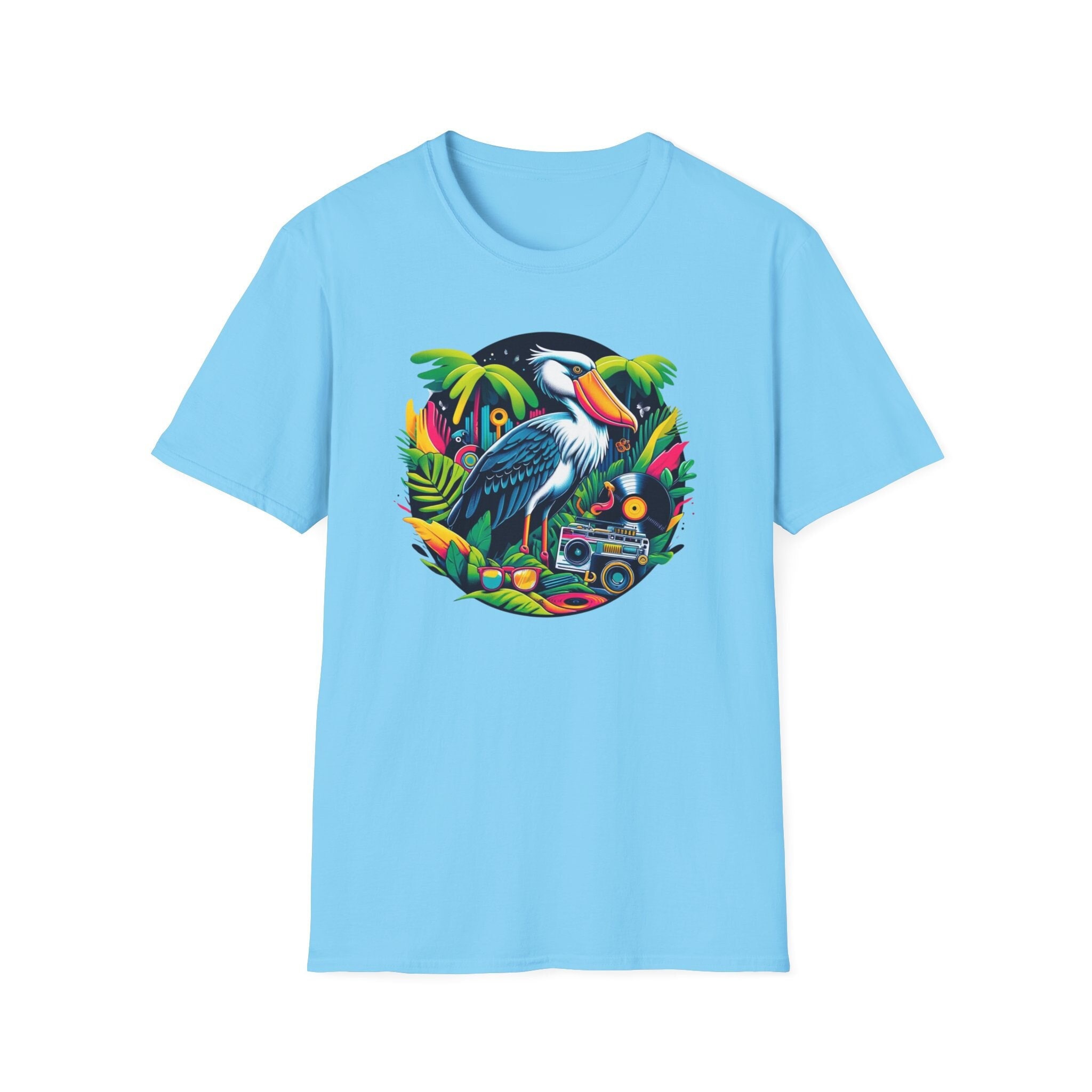 ポップアート ハシビロコウ Tシャツ：ファンキーな鳥好きのTシャツ