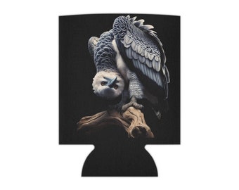 Harpy Eagle Can Koozie - Ondersteboven Eagle Perch Design Can Cooler, Harpy Eagle Lover, Bird Lovers, Birds of TikTok, Zwart