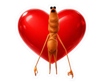 Marcus the Worm Valentine's Day Heart Sticker, VR Chat Lover