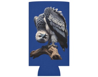 Harpy Eagle Can Koozie - Raffreddatore per lattine con design a forma di pesce persico capovolto, Amante dell'Aquila Arpia, Amanti degli uccelli, Uccelli di TikTok, Blu scuro