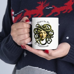 Medusa Stare to be Different Coffee Mug, Greek Mythology, Greece History Gift, Ceramic Mug, 11oz, Snakes, Goddess Medusa Mug, Gifts for her