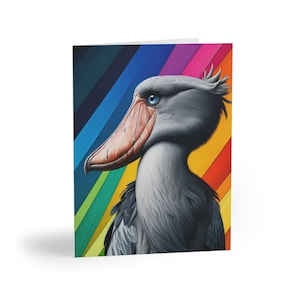 Shoebill Stork Rainbow Surprise Greeting cards (8, 16, and 24 pcs)