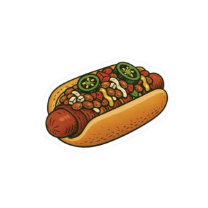 Naklejka na hot doga Sonoran, bekon, papryczka jalapeno, fasola pinto, cebula, musztarda, majonez, pomidory, wózek z jedzeniem BBQ dla miłośników hot dogów