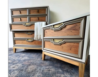 SOLD- do NOT purchase |Antique Dresser | Patagonia Set | Dresser | Nightstand | Original Hardware | Modern Style | Unique Pieces