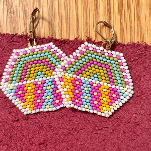Colorful boho flower hippie beaded earrings