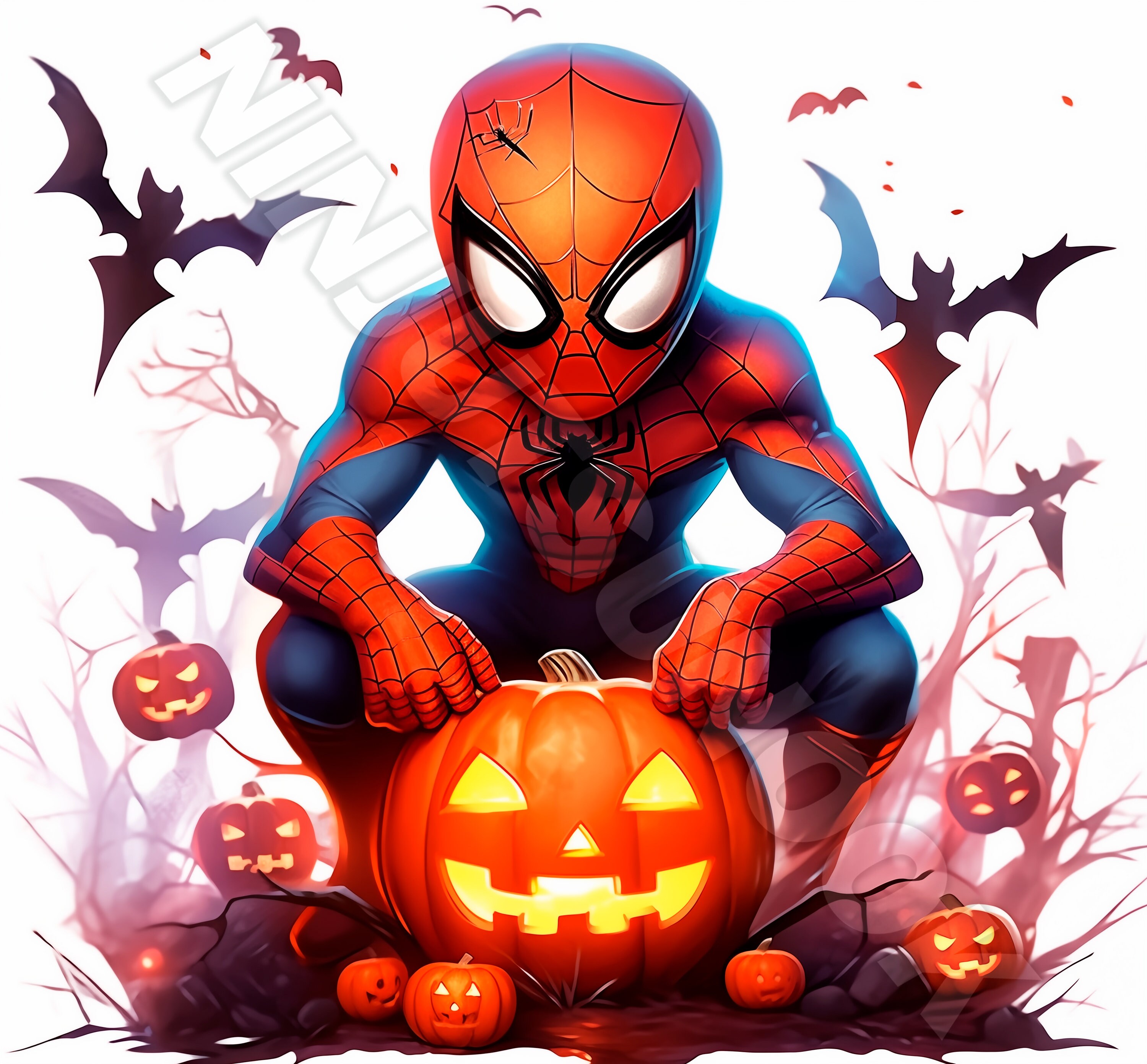 Halloween Puffy Glitter Stickers - Pumpkins, Spiders, Black Crow - Set Of 2