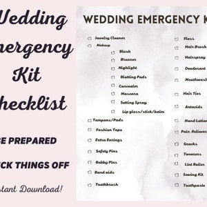 Wedding Emergency Kit Checklist - Etsy