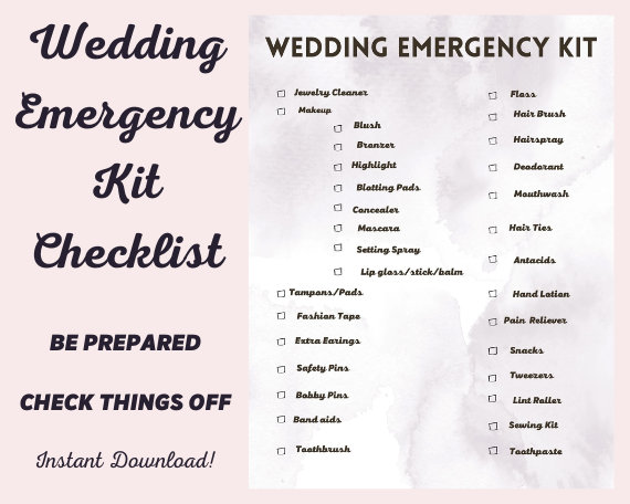 Wedding Emergency Kit Checklist - Etsy