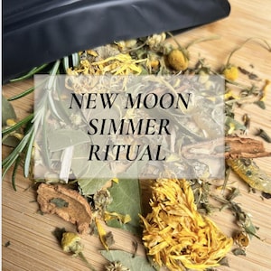 Miscela per infusi da cuocere a fuoco lento durante la Luna Nuova / Rituale di definizione delle intenzioni / Manifestazione e nuovi inizi / Profumo per la casa in stile stregonesco