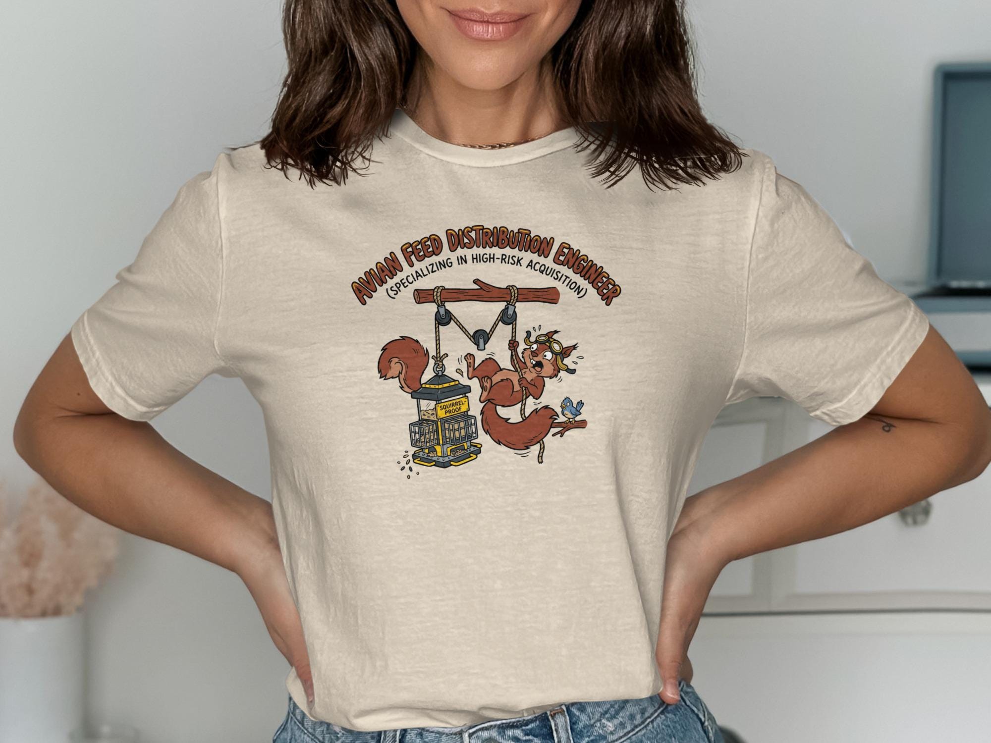 Avian Feed Distribution Engineer T-shirt, Funny Squirrel Bird Feeder ...