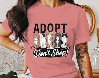 Camiseta Adoptar, No comprar, Regalo para amantes de los gatos, Camiseta de rescate de animales, Camiseta de la Sociedad Protectora de Animales, Apoyo a la adopción de gatos, Ropa de rescate de mascotas