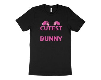 Cute Bunny Graphic Tee, Pink Bunny Ears T-Shirt, Summer Casual Cotton Shirt, Unisex Tee for Rabbit Lovers