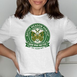 Green and yellow shield logo with "NATIVE MEADOW HABITAT GROW WHAT MATTERS EST. 10,000 BCE".