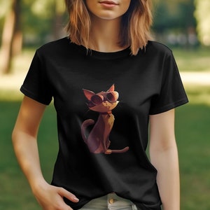 Cool Cat with Sunglasses T-Shirt, Trendy Hipster Cat Tee, Fashionable Kitty Shirt, Unisex Graphic Tee for Cat Lovers