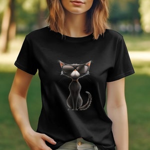Cool Cat Sunglasses T-Shirt, Funny Cat Tee, Hipster Cat Shirt, Casual Streetwear, Gift for Cat Lovers, Unisex Graphic Tee
