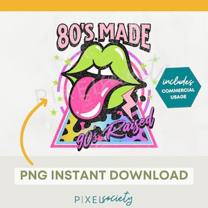 80s Made 90s Raised PNG: Rainbow Cheetah Digital Design (Digital Download)