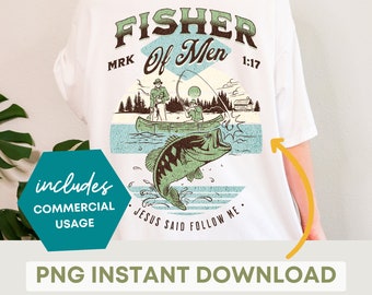 Fisher of Men PNG: Christian Bible Verse Design (Digital Download)