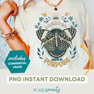 Christian Butterfly PNG: Vintage T-Shirt Design (Digital Download)