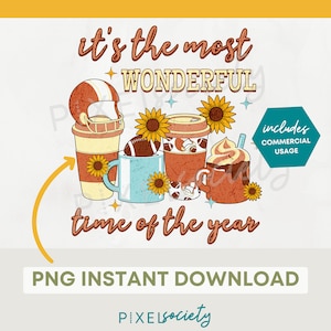 Coffee and Football Fall PNG: Retro Design (Digital Download)