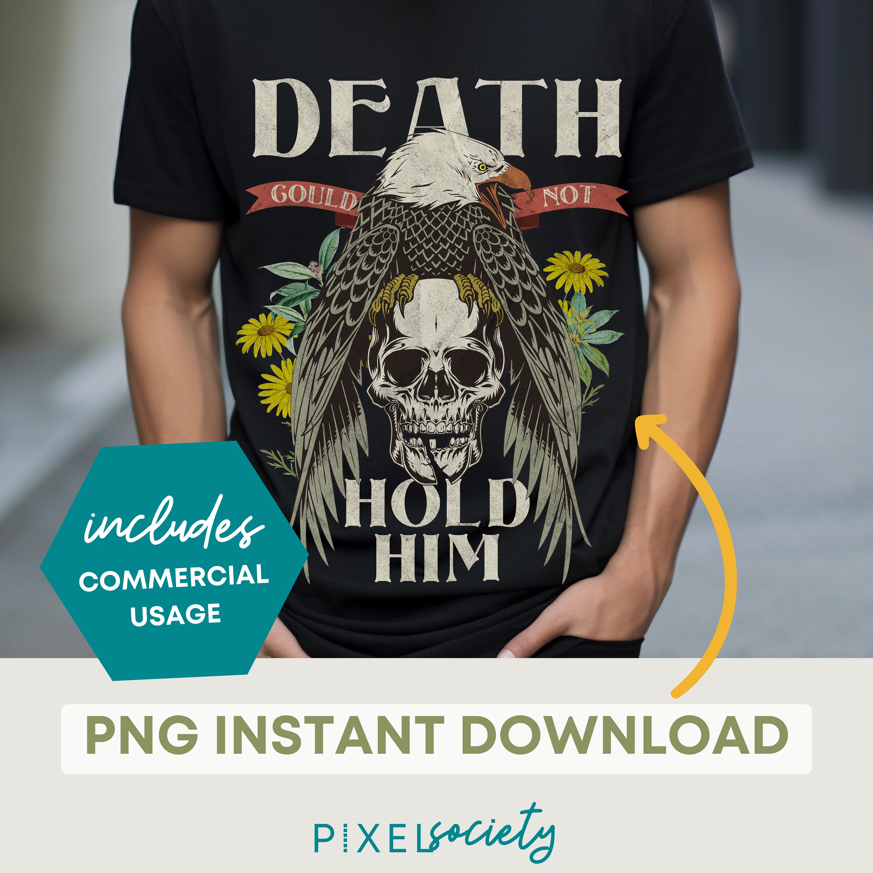 Christian Death Could Not Hold Him PNG, Boho Faith Based Digital Design, Christian Sublimation Vintage T-shirt Design, Worship PNG Gift