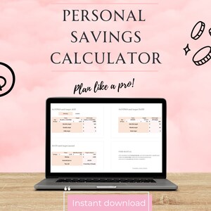 Personal Savings Calculator, Personal Finance Planner, Budget Spreadsheet, Savings Challenge, Savings Calculator, Savings Spreadsheet