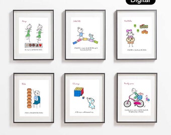 Data Structure Prints Set of 6 - Digital Download, Printable, Educational wall art, Home decor, Wall art