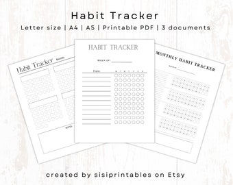 Habit Tracker Printable, Habit Tracker Digital, Monthly Habit Tracker, Weekly Habit Tracker, Daily Habit Tracker, Habit Tracker Planner