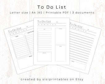 To Do List, Daily To Do List, Printable To Do List, Productivity Planner, Task Management