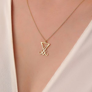 Gold or Silver Lucifer Sigil Necklace, Gothic Jewelry, Satanism Lucifer Necklace, Sigil of Lucifer Jewelry, Handmade Jewelry, Christmas Gift