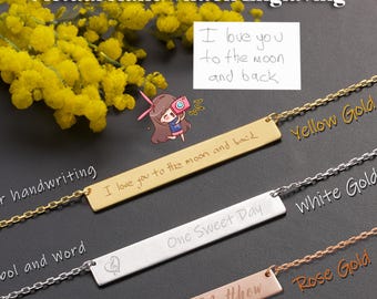 Personalized Nameplate Necklace: Engraved Sterling Silver Bar Pendant